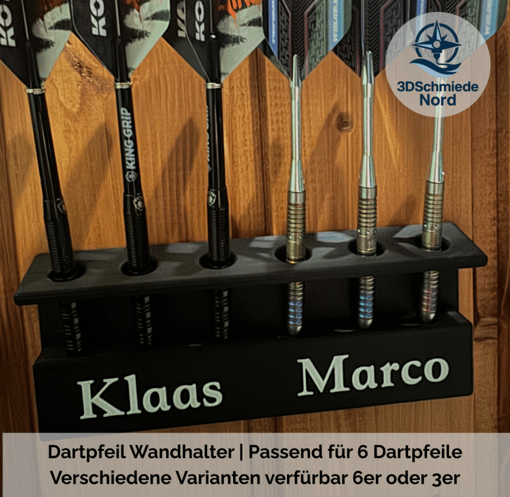 Personalisierter Darthalter – Wandhalterung für 3 oder 6 Dartpfeile
